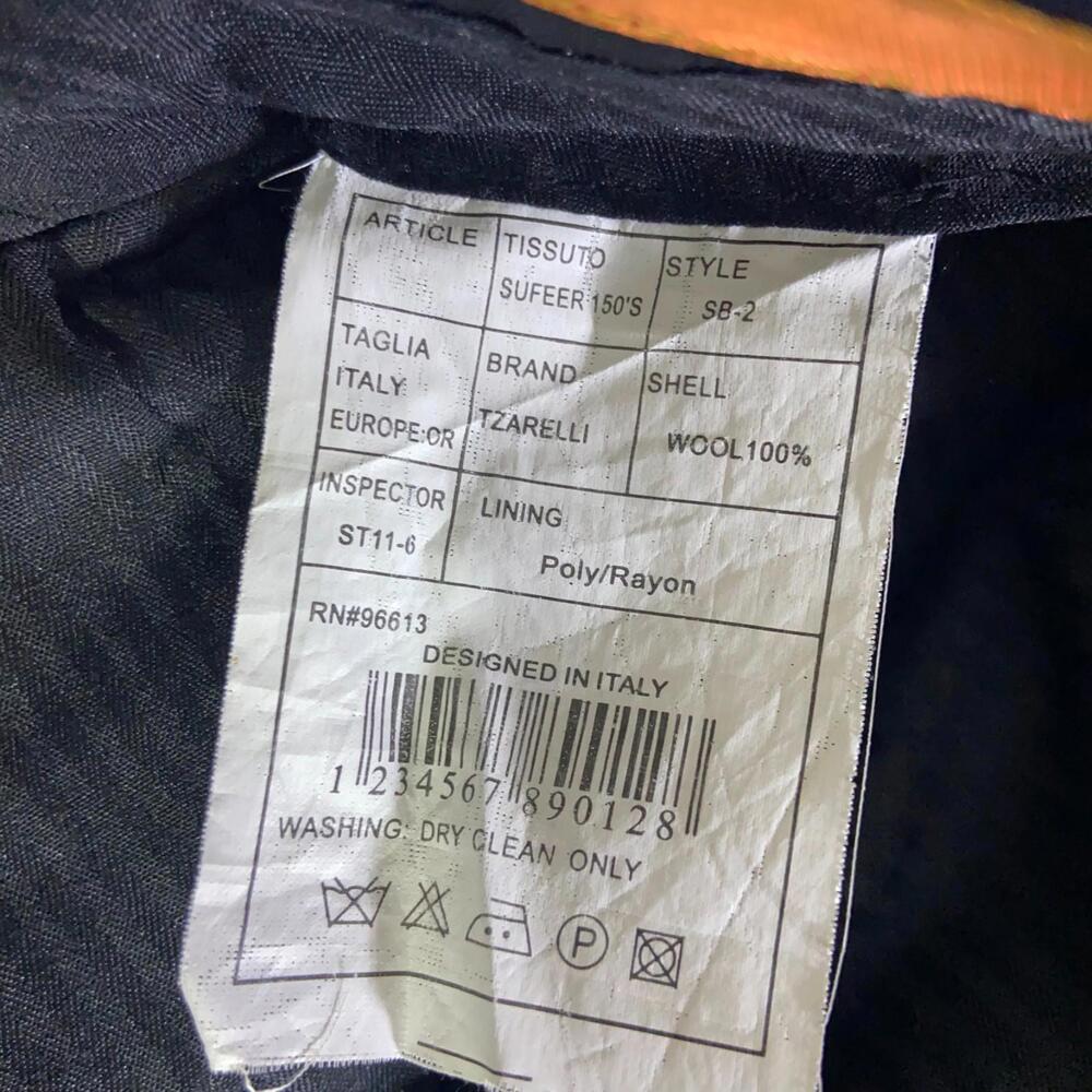 Tzarelli Designed Italy Men’s 100% Wool Dress Pants Size 36R 36x29 Navy Blue - Picture 9 of 9